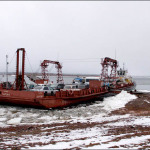 Ferry aground on Yenisei River